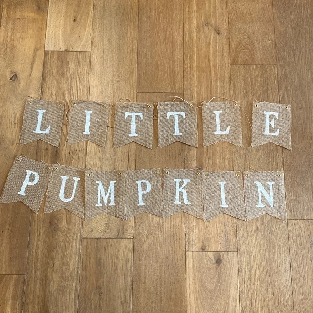Little Pumpkin Birthday Bunting Banner Rustic burlap farmhouse first birthday